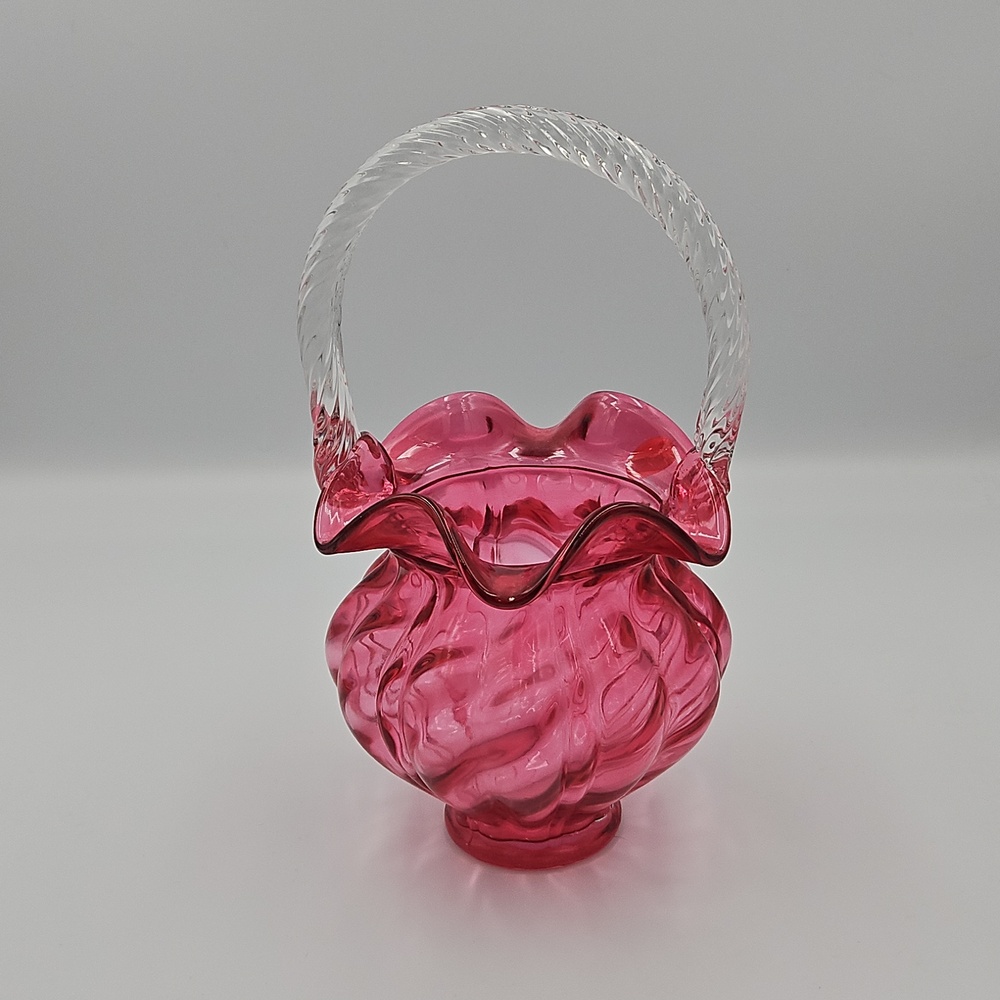 Vintage Fenton Glass - Cranberry Basket